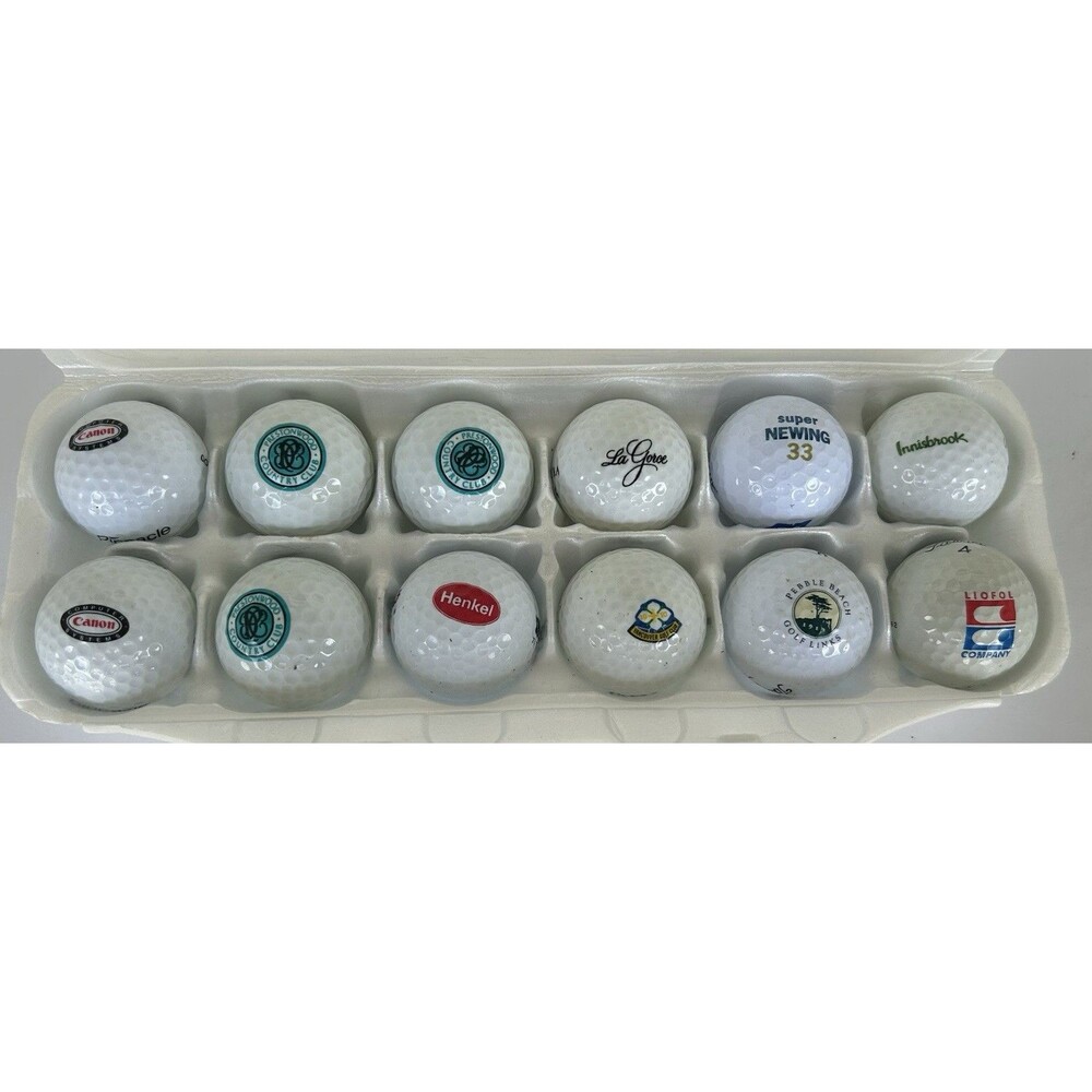 12 Vintage Promotional Logo Golf Balls Canon Pebble Beach Henkel Titleist